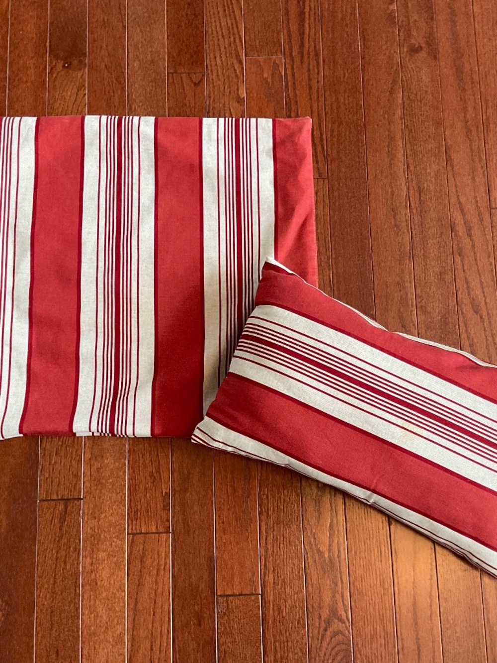 Red & White Striped Pillow Cover & Pillow (Pair)